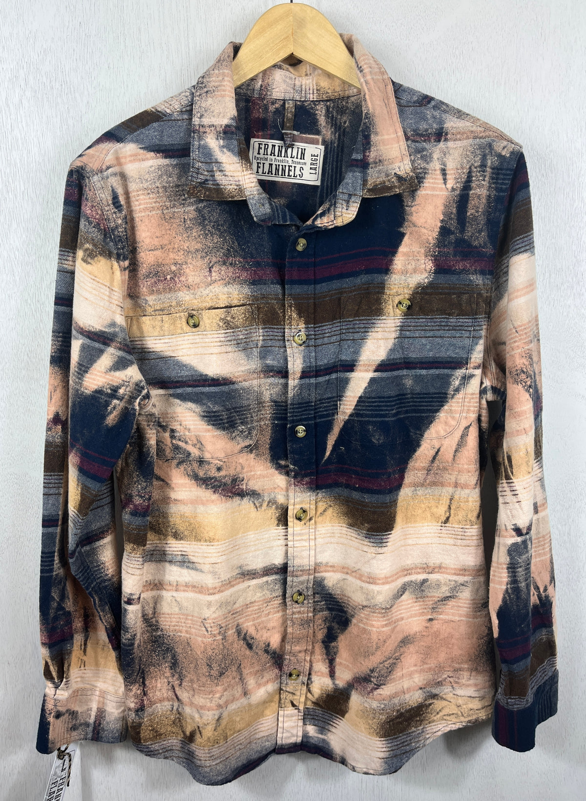 Vintage Navy Blue, Burgundy and Taupe Flannel Size Large