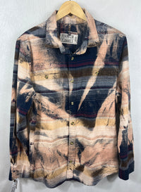 Vintage Navy Blue, Burgundy and Taupe Flannel Size Large