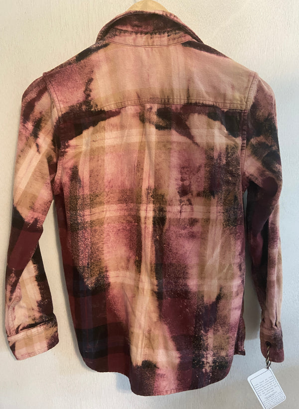 Vintage Burgundy, Pink and Cream Flannel Size Youth Medium