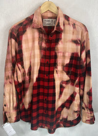 Vintage Red, Black and Peach Flannel Size Large