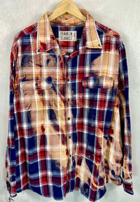 Vintage Red, Navy Blue, White and Gold Flannel Size XL