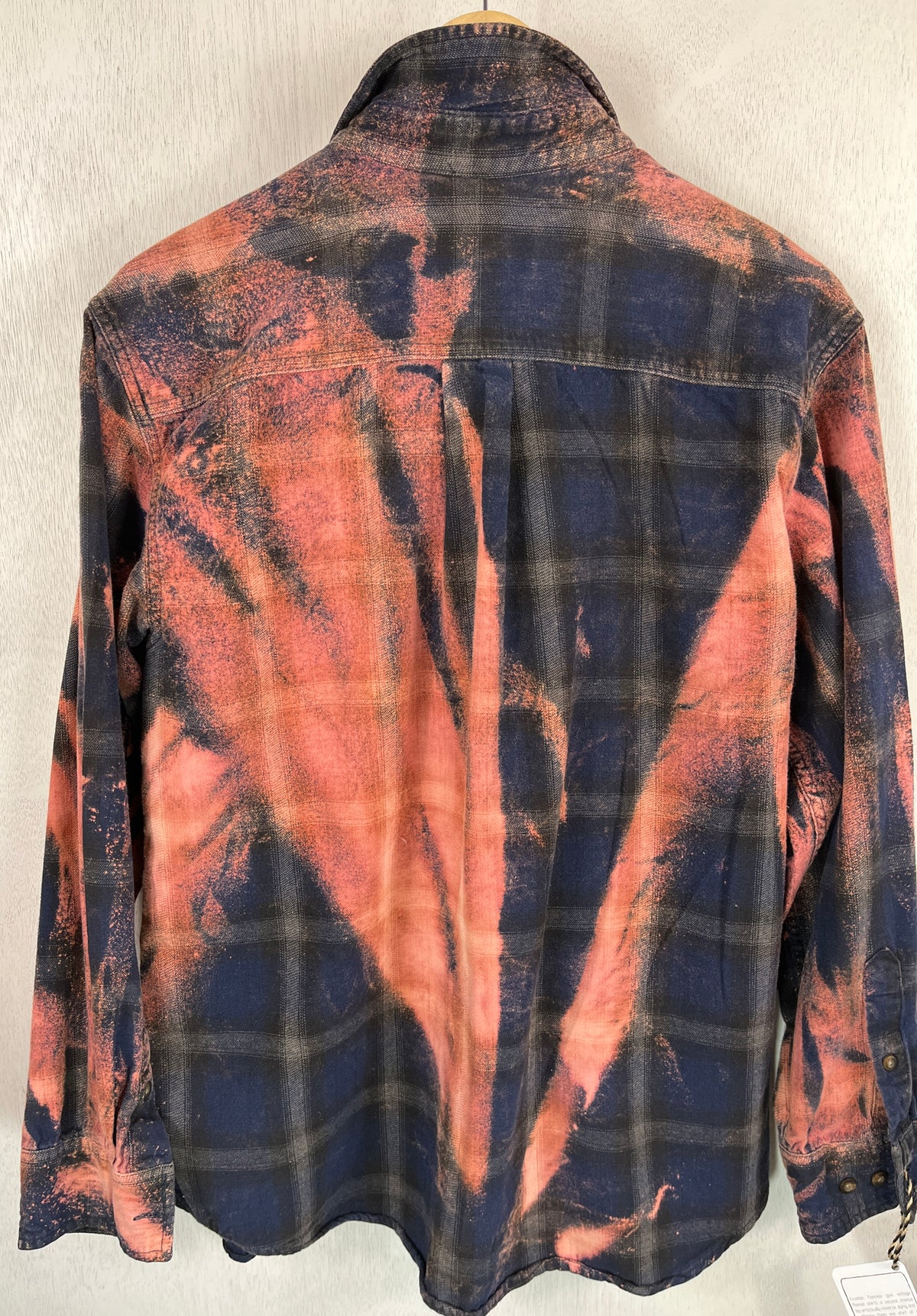 Vintage Navy Blue, Dusty Rose and Black Flannel Size Medium