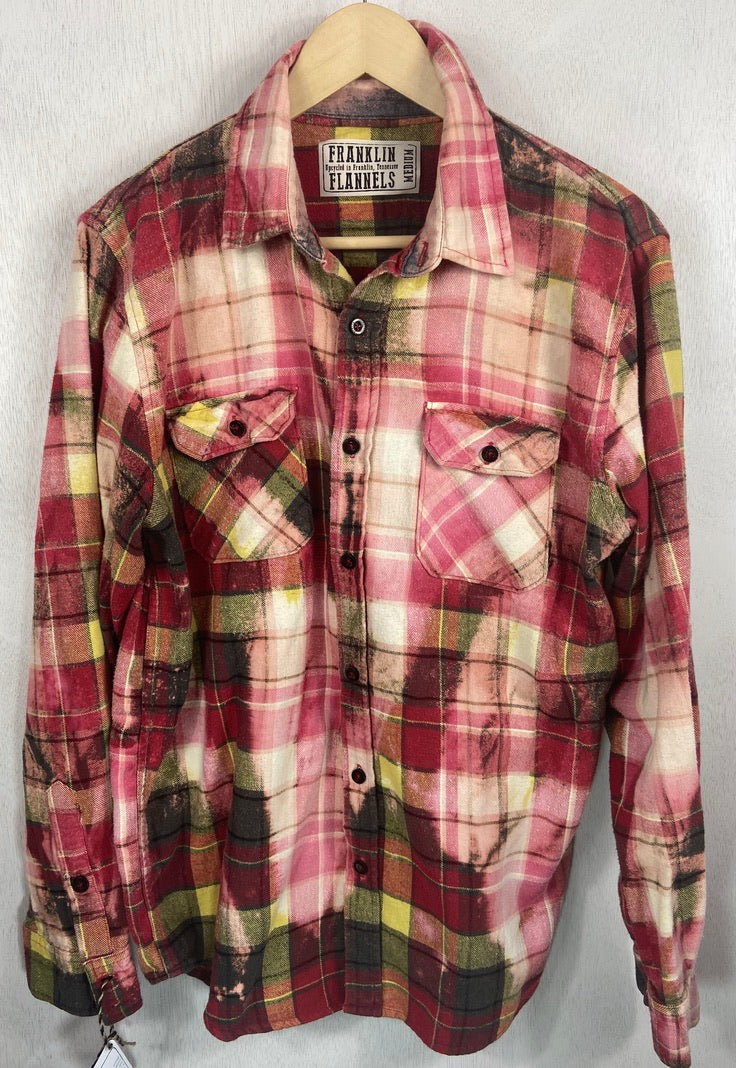 Vintage Red, Pink and Yellow Flannel Size Medium