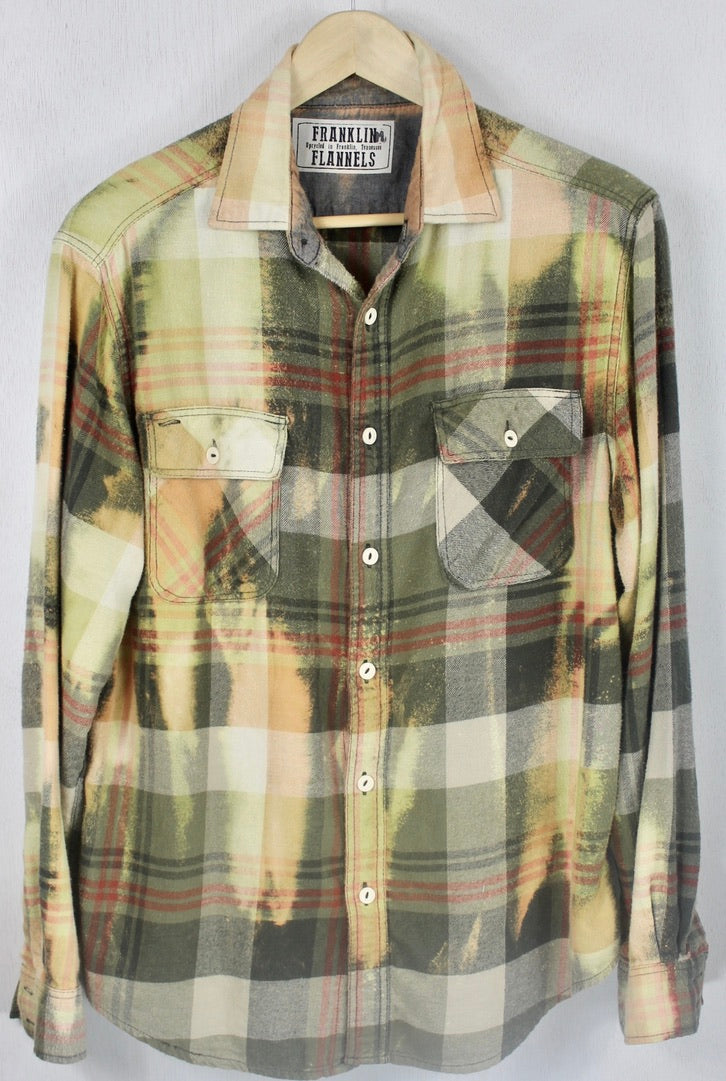 Vintage Army Green, Light Green, and Gold Flannel Size Medium