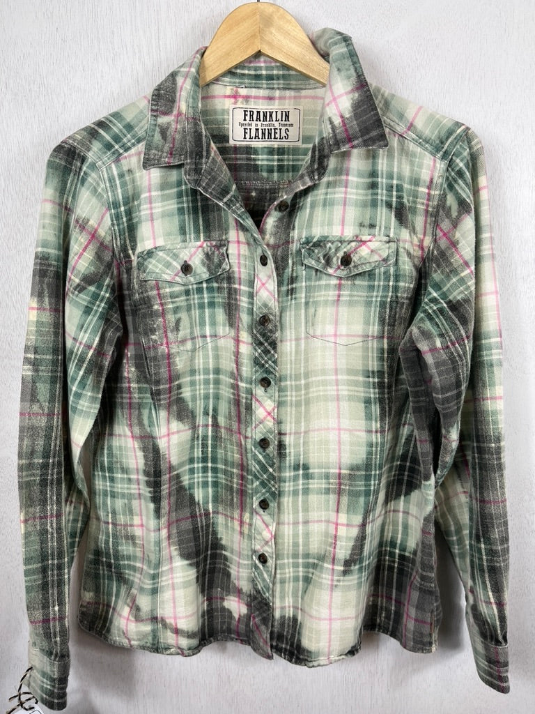 Vintage Sage, Dark and Seafoam Green Flannel Size Small