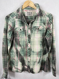 Vintage Sage, Dark and Seafoam Green Flannel Size Small