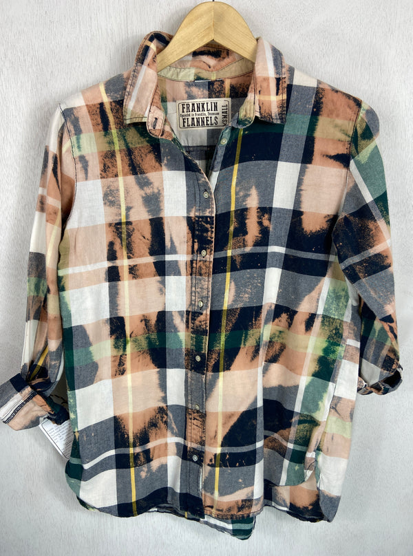 Vintage Green, Black, Peach and White Lightweight Cotton Size XS