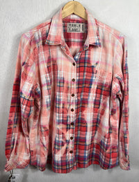 Vintage Pink, Red, Blue and White Flannel Size Medium