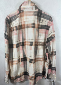 Vintage Pink, Black, Cream and Peach Flannel Size Large