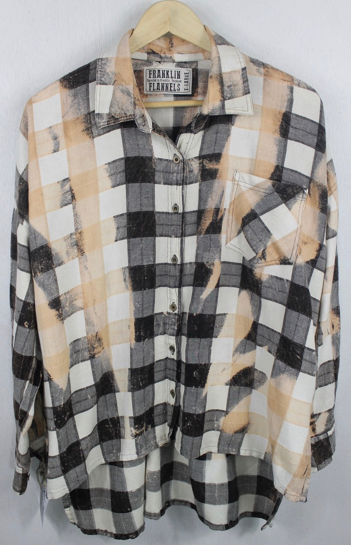 Vintage Chocolate Brown, Peach and White Flannel Size XL