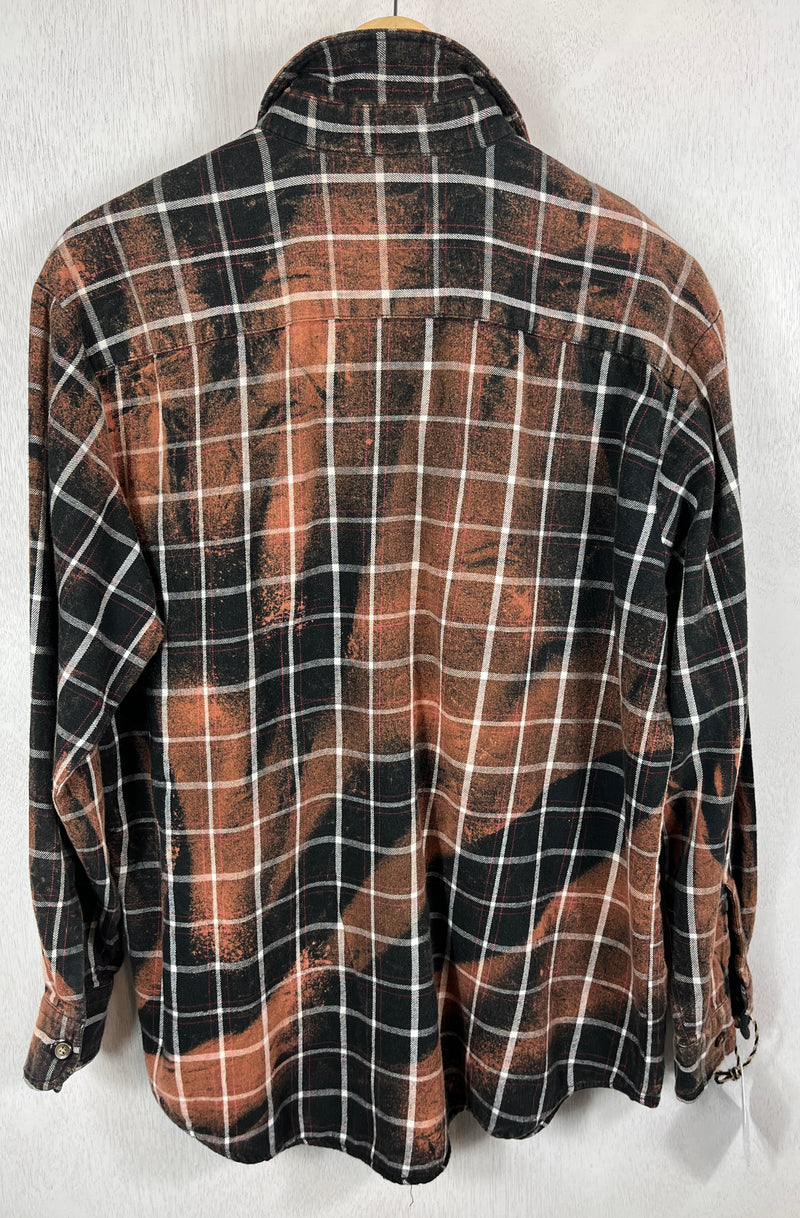 Vintage Black, White and Rust Flannel Size Large