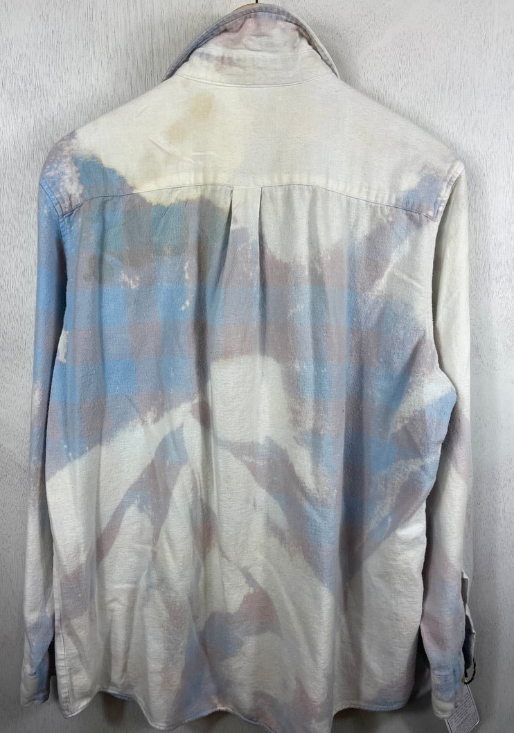 Vintage Light Blue, Grey and Cream Flannel Size Large