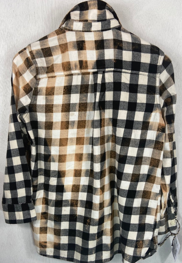 Vintage Black, White and Gold Flannel Size Youth Large