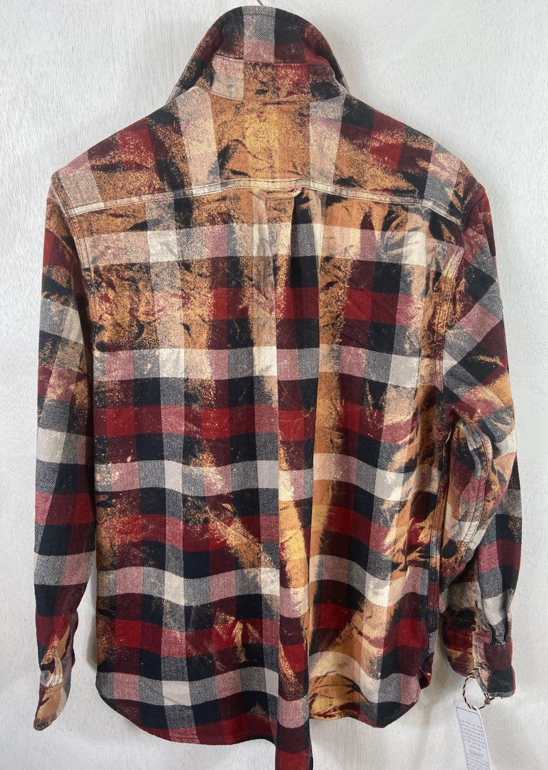 Vintage Red, Black, White and Rust Flannel Jacket Size Large
