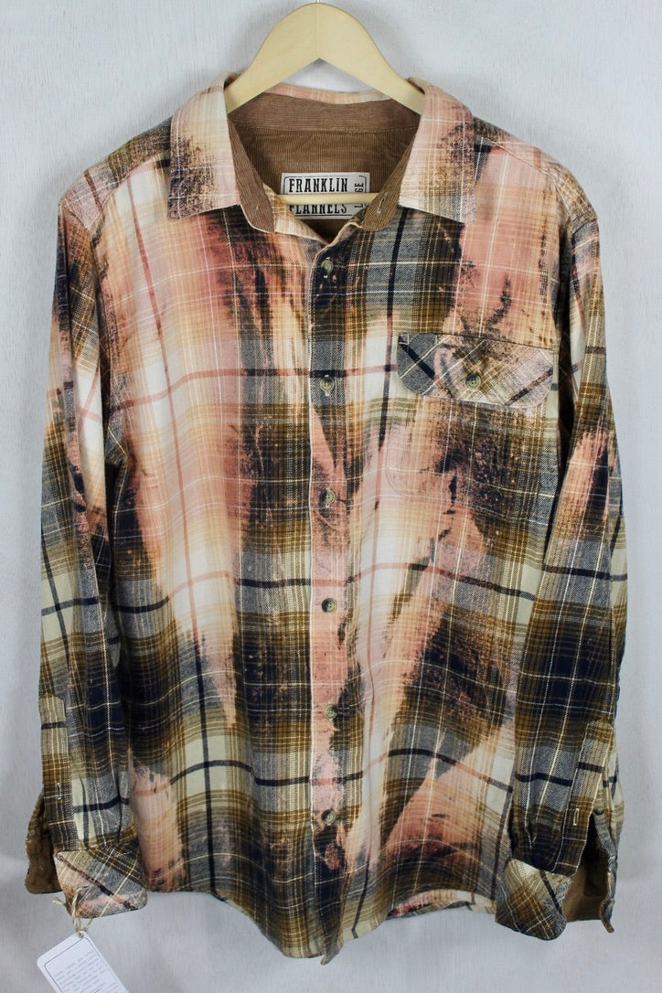 Vintage Peach, Cream, and Rust Flannel Size Large