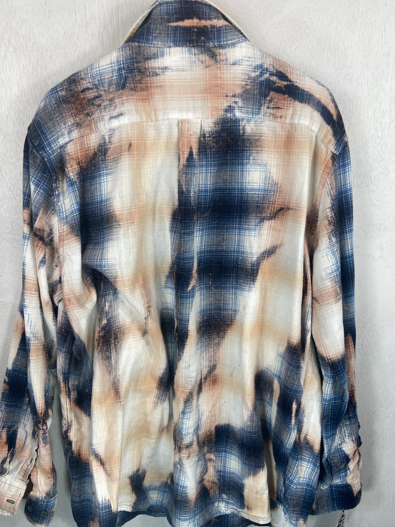 Vintage Blue, White and Pale Pink Flannel Size XL