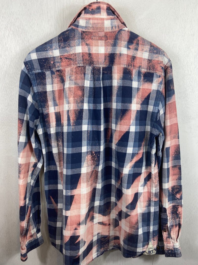 Vintage Navy Blue, White and Pink Flannel Size Medium