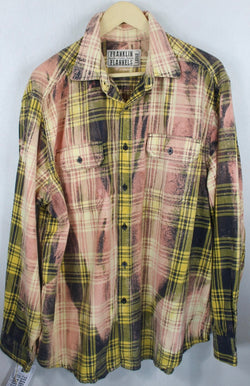Vintage Yellow, Black and Pink Flannel Size Large