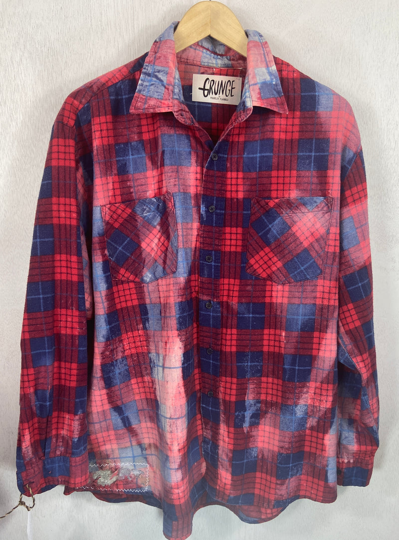 Vintage Retro Red and Navy Blue Flannel Size XL