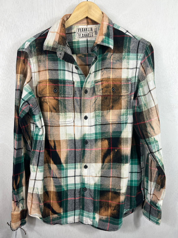 Vintage Green, Rust, White and Black Flannel Size Small