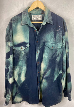 Vintage Navy and Teal Blue Flannel Size XL