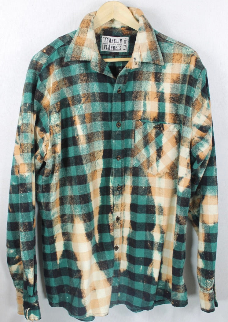Vintage Emerald Green, Black and Rust Flannel Size XL