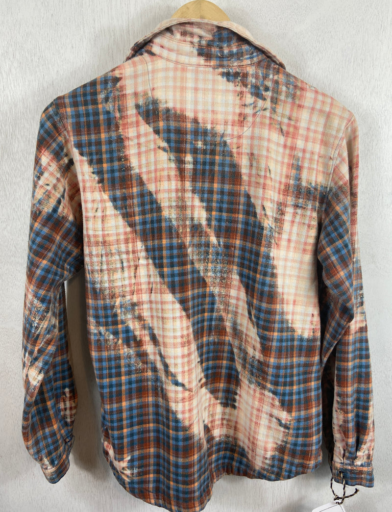 Vintage Blue, Rust and Peach Flannel Size XS