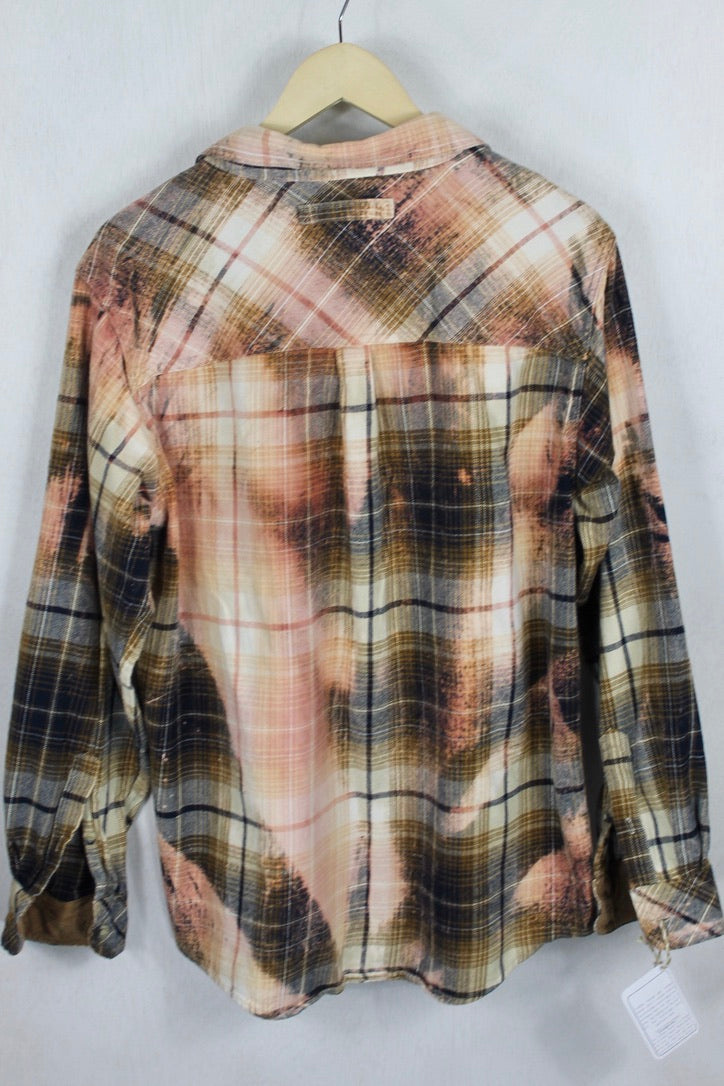 Vintage Peach, Cream, and Rust Flannel Size Large