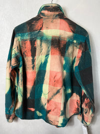 Vintage Teal, Greem, Light Yellow, Rust and Peach Flannel Size Medium
