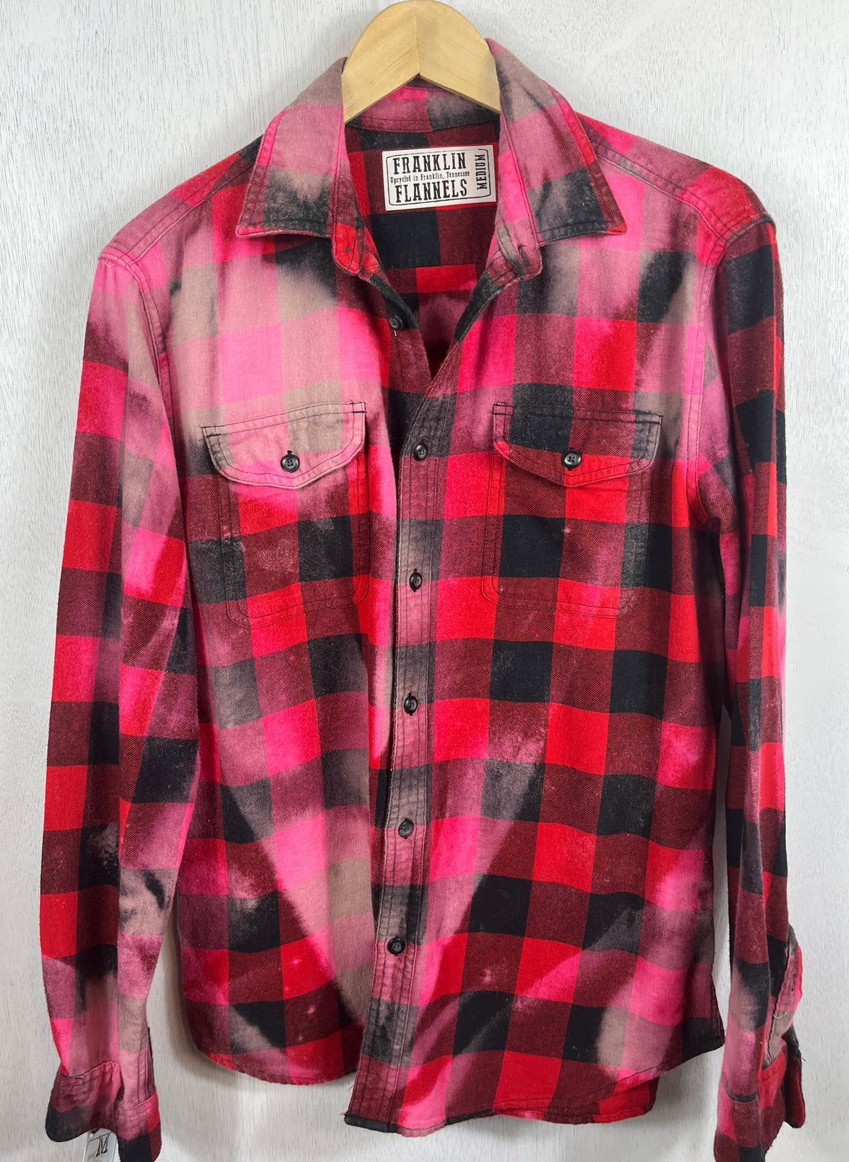 Vintage Red, Black and Pink Buffalo Check Flannel Size Medium