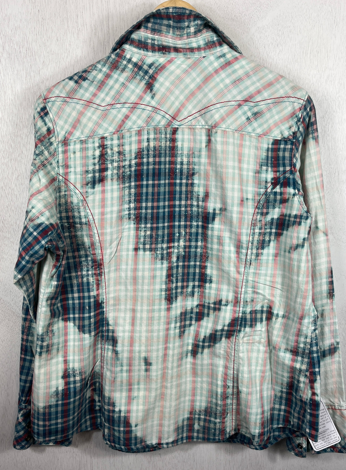 Vintage Western Style Blue, Pink and White Lightweight Flannel Size Small