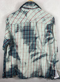 Vintage Western Style Blue, Pink and White Lightweight Flannel Size Small
