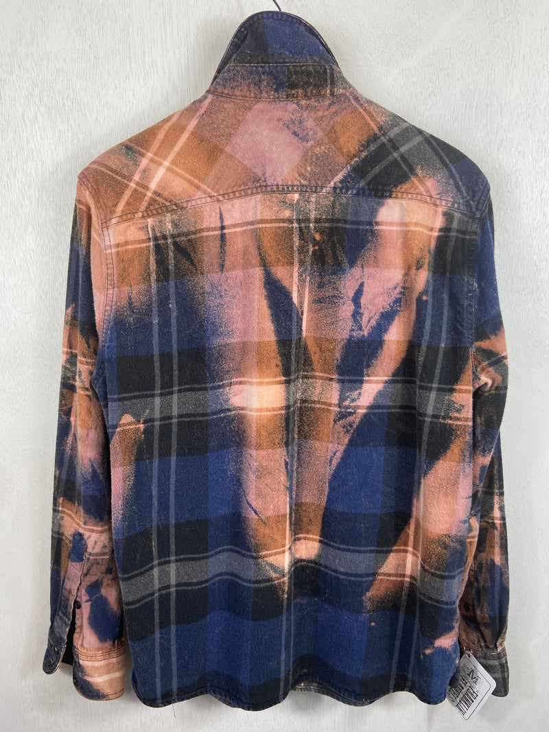 Vintage Western Style Navy, Lavender and Rust Flannel Size Medium