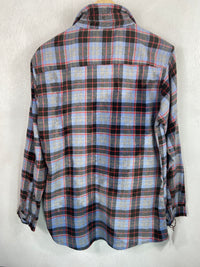 Vintage Retro Light Blue, Red and Black Flannel Size Medium
