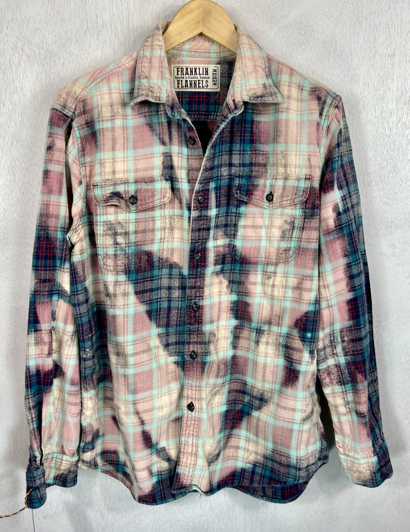 Vintage Turquoise, Grey and Pink Flannel Size Medium