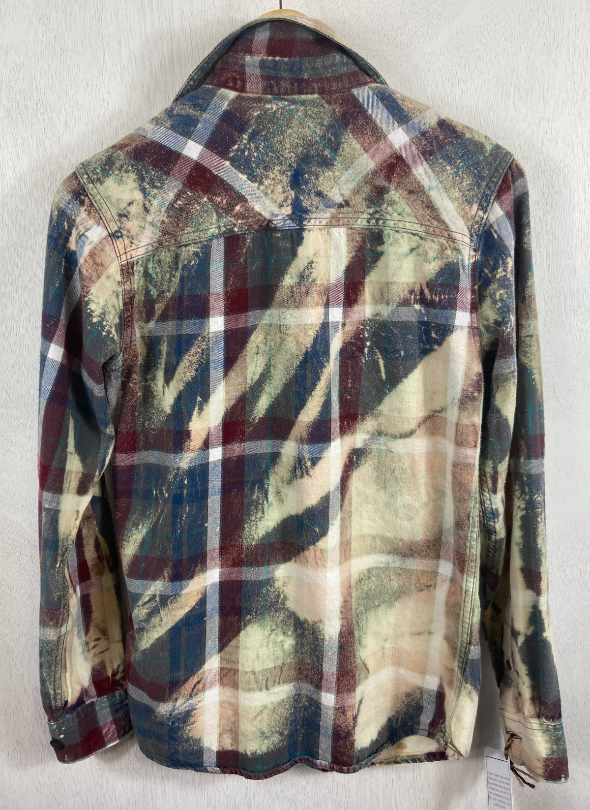 Vintage Plum, Cream and Grey Blue Flannel Size Small