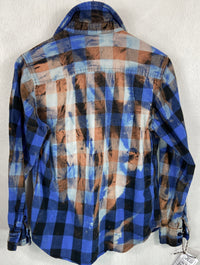 Vintage Royal Blue, Black and Rust Flannel Size XS