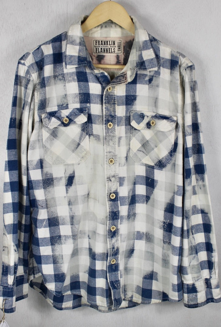 Fanciful Vintage Blue and White Flannel with American Eagle Size Small