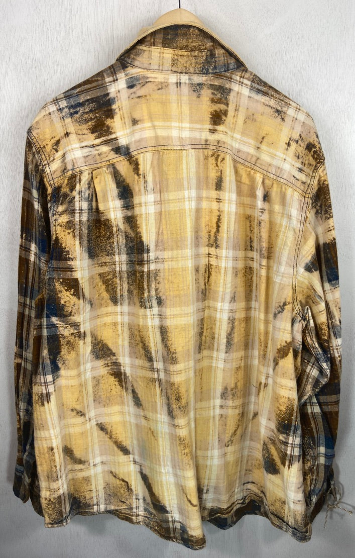 Vintage Yellow, Brown, Navy and Maize Flannel Size Large