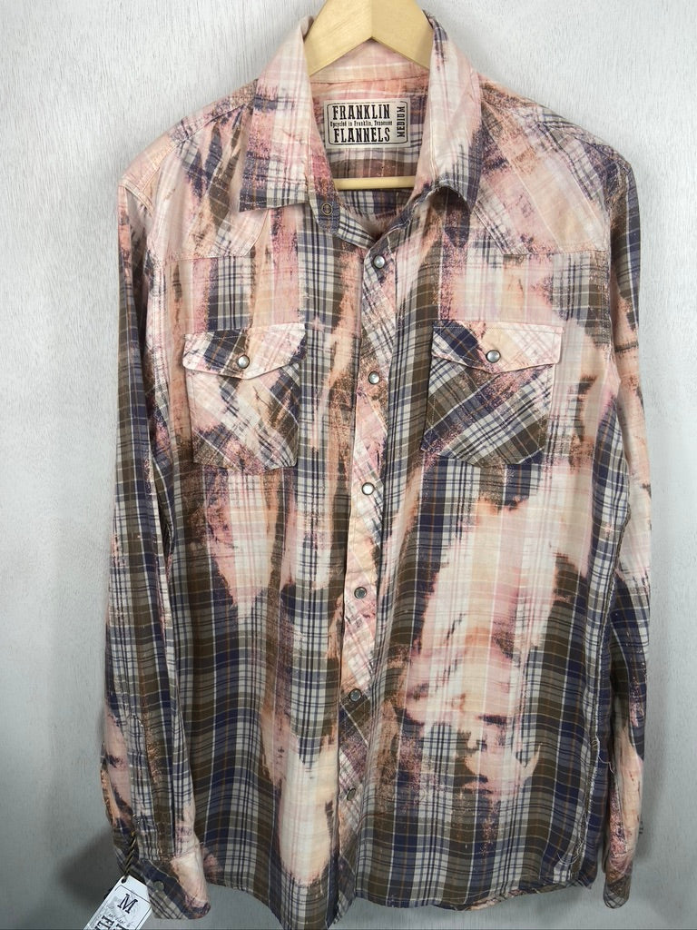 Vintage Western Style Pink, Blue and Army Green Lightweight Cotton Size Medium
