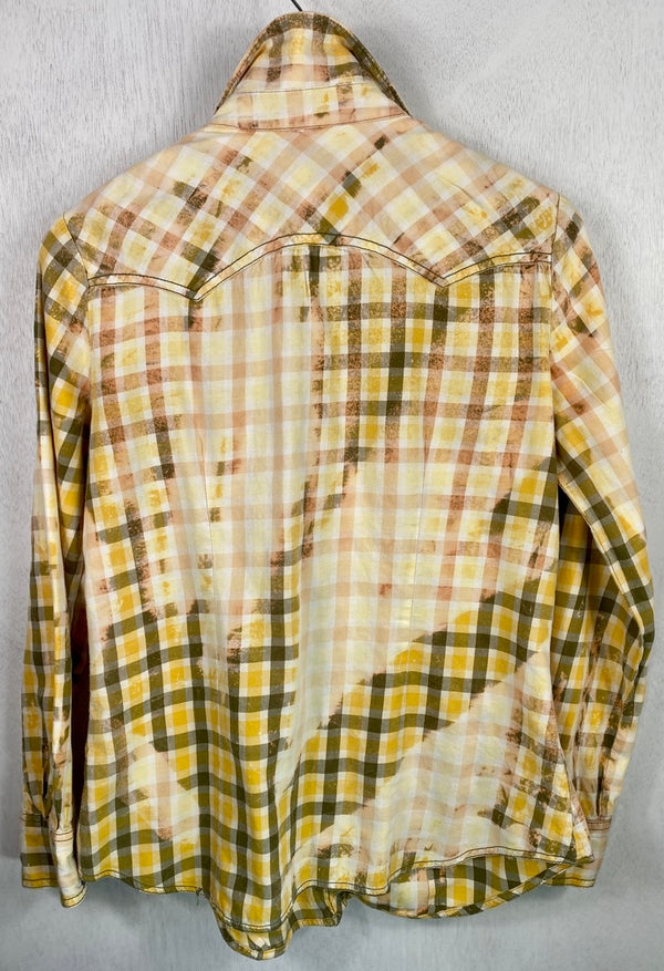 Vintage Western Style Yellow, Sage and Cream Lightweight Cotton Size Small