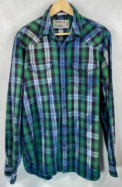Vintage Western Style Green, Black and Blue Flannel Size Medium