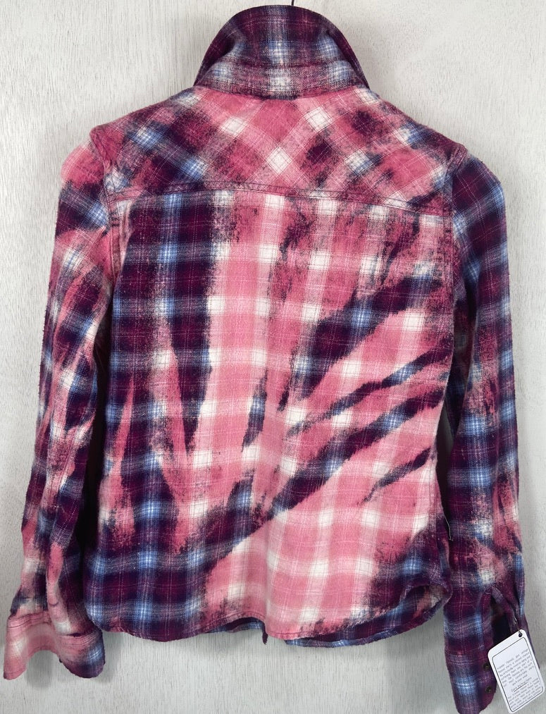 Vintage Western Style Purple, PInk and Blue Flannel Size Youth Large