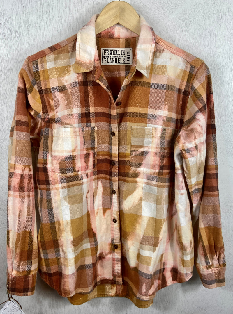 Vintage Copper, White and Peach Flannel Size Small