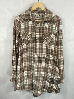 Vintage Western Style Brown and White Flannel Size Small