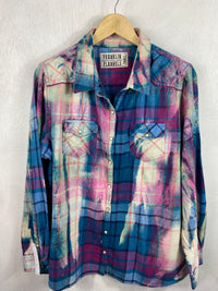 Vintage Western Style Turquoise, Purple and White Flannel Size Small