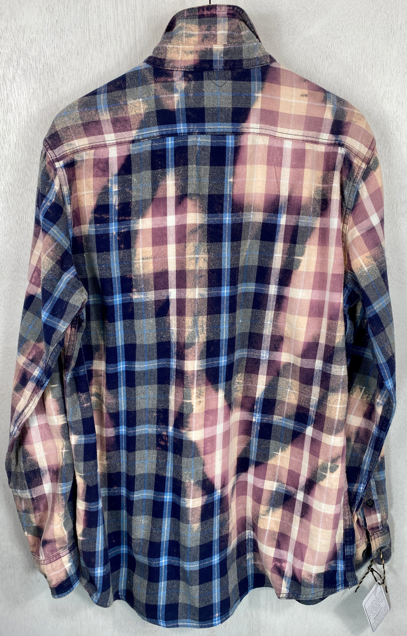 Vintage Navy Blue and Dusty Rose Flannel Size Large