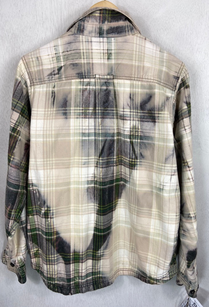 Vintage Green, Grey and Cream Flannel Jacket Size Small
