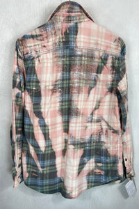 Vintage Pink, Light Blue and White Flannel Size Medium