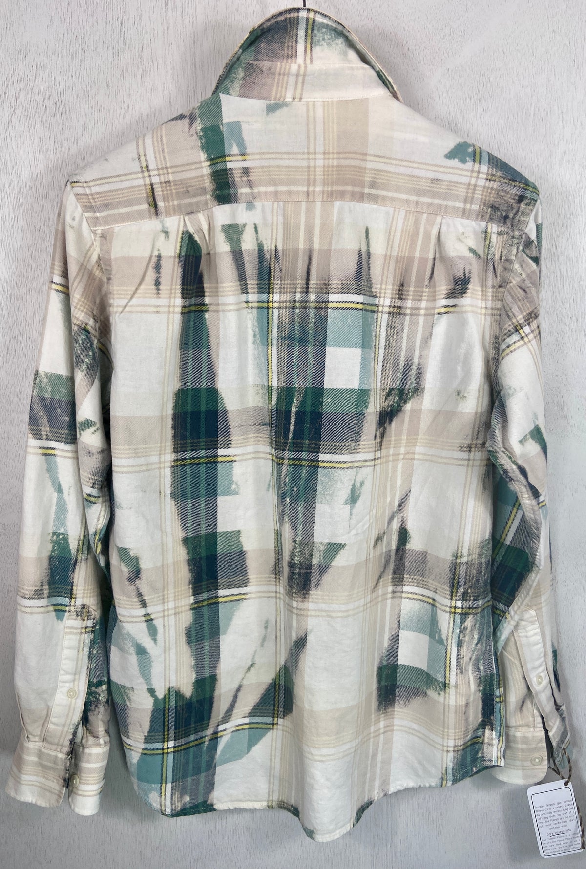 Vintage Light and Dark Green with Cream Flannel Size Small